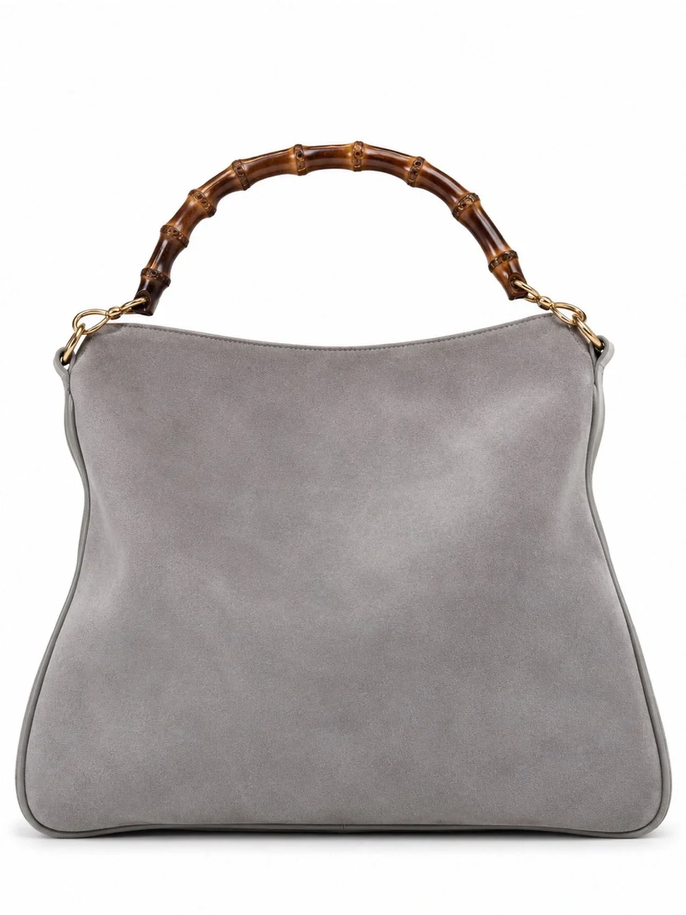 GUCCI Vintage Suede Chain Bamboo Top Handle Satchel Slouchy Tote Bag